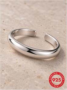 lunastudio 1pc 925 Sterling Silver Minimalist Open Toe Ring For Women Daily Wear - Silver - View 5
