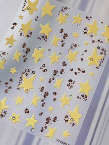 1 Sheet Gold Foil Flowing Line Nail Stickers, Metallic Silver Stream Self Adhesive Nail Art Decals, Autumn Winter Nail Decorations - Multicolor - View 5