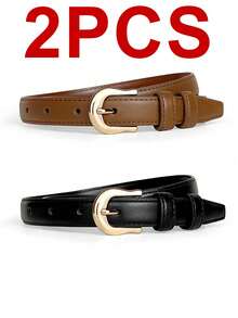 3pcs/2pcs/1pc Minimalist Multi-Functional Women's Belt, Simple Fashion Buckle Versatile Jeans Belt, All-Season Decorative Waist Belt - Multicolor - View 14