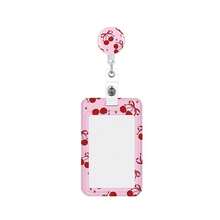 1pc Polka Dot Bow Cherry Sliding Card Holder, Fresh Style Badge Holder, ID Card Protector - Multicolor - View 8