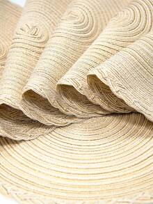 1/4/6/8/12pcs Bohemian Style Woven Round Placemats, Solid Color Braided Edge, Non-Slip Tabletop Mats For Home, Kitchen, Dining, Suitable For Holidays, Parties, Birthdays, Weddings, Banquets - Beige - View 11