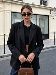 Women's Woven Fabric Pocket Casual Commute Daily Office College All Season - Black - View 7