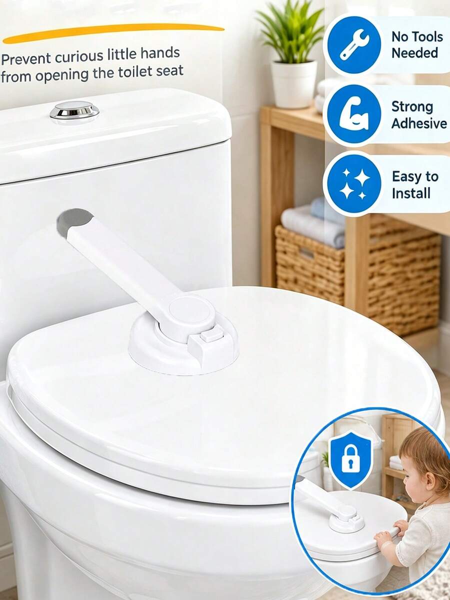 3M Baby Toilet Lid Lock, Self-Adhesive Toilet Seat Lock For Children And Pets, No-Drill Bathroom Toilet Lid Lock - Multicolor - View 1