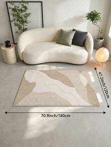 1pc Light Apricot Wabi-Sabi Style Abstract Fluid Faux Cashmere Living Room Rug, Soft Non-Slip Wear-Resistant, Suitable For Living Room, Bedroom Holiday Decor, Office, Non-Slip Door Mat, Bathroom, Hallway, Study Area Carpet - Apricot - View 17
