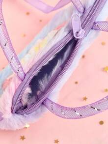 1pc Children's Unicorn Glitter Wing Decor Fluffy Plush Portable Large Capacity Crossbody Bag, Sweet Princess Style Handbag, Suitable For Holidays And Daily Outings - Multicolor - View 8