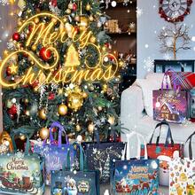 Christmas Gift Bag With Handle, Printed With Santa Claus, Snowman, Christmas Tree Holiday Patterns. Durable PP Material, Reusable, Large Capacity, Suitable For Holiday Shopping, Party Gifts, Can Pack Various Gifts, Serves As Storage And Holiday Decoration. - Multicolor - View 3