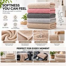FLYINGCURTAINS Solid Color Face Towel For Shower, Ultra Soft Quick Drying And Skin Friendly Towel For Bathroom, Machine Washable - Camel - View 7