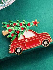 1pc Fashion Creative Christmas Car Brooch, Holiday Party Accessory Pin Corsage - Multicolor - View 3