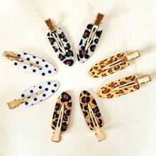 8pcs Women's Acetate Minimalist Versatile Elegant Coffee Brown Leopard Print Seamless Alligator Hair Clips, Vintage Fashion Side Bangs Hair Fixing Straight Seamless Clips, Suitable For Daily Use - Multicolor - View 2