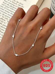 1pc S925 Sterling Silver Minimalist Cool Style Mini Heart Bracelet, Fashion Romantic Sweet Cute Personalized Fresh Gentle Atmosphere Elegant Elegant Daily Commute Casual Versatile Niche Accessory Holiday Gift For Girlfriend - Love - View 8