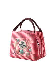 Tas Tangan dengan Motif Benang, Gunting, dan Jarum Rajut, Tempat Penyimpanan Alat Jahit, Kosmetik, dan Barang-Barang Pribadi Kecil. Berbagai Kombinasi Warna Garis-Garis Segar, Cocok untuk Pecinta Kerajinan Tangan dan Pengguna Komuter, Gaya Kerajinan Tangan Artistik yang Menenangkan, Ideal sebagai Hadiah Kreatif Praktis untuk Anak Perempuan yang Suka Merajut dan Menjahit - MultiWarna - View 21