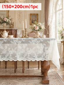 1/16PCS Romantic French Lace Trim Tablecloth, Suitable For Living Room, Dining Room, Date, Wedding, Home Decor, Washable And Reusable - White - View 14