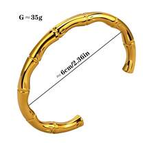 1pc C-Shaped Open Stainless Steel Roman Bangle Bracelet, Suitable For Commuting, Daily Wear, Street Style, Music Festival, Party - Yellow Gold - View 8