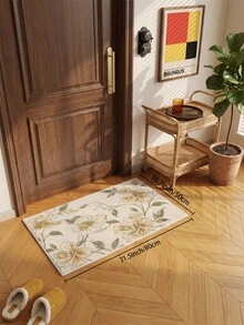 1件香檳黃法式奢華花卉仿羊絨客廳地毯，柔軟防滑耐磨，適用於客廳、臥室節日裝飾、辦公室、防滑門墊、浴室、走廊、書房區域 - 香檳色 - 查看 17