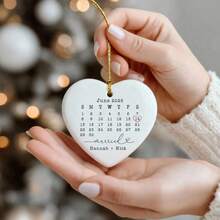 Custom Wedding Date Hanging Decor Personalized Calendar Gift First Christmas Keepsake For Newlyweds Engagement Or Anniversary Gift - Multi-color - Calendar Commemorative Plaque - View 2