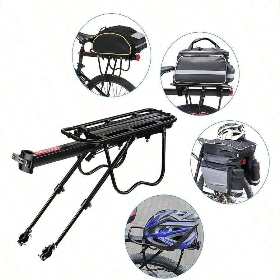1pc Bicycle Rear Rack, 110 Lbs/50 Kg Bicycle Cargo Rack, Aluminum Alloy Universal Adjustable Bicycle Equipment Bracket, Pedal Bicycle Luggage Rack With Tools, For 26 Inch-29 Inch Frames
