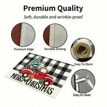 1/4/6pcs Christmas Series Black & White Plaid Red Truck & Christmas Tree Pattern Printed Placemats, Heat Resistant Table Mats For Home Kitchen/Dining Table Protection, Party Scene Decoration - Multicolor - View 7