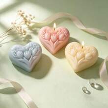 3pcs Tulip Heart Silicone Mold DIY Handmade Candle Aromatherapy Plaster Soap Silicone Mold - White - View 4