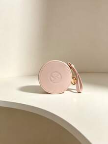 Armani Luxury Pink Round PU Mini Makeup Bag, Portable Hanging Strap Storage Pouch, Embossed Logo Coin Purse, Women's Lipstick & Jewelry Mini Organizer - Pink Round Bag - View 5
