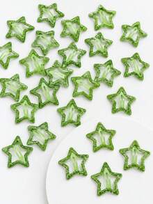 50/40/30/20/10/5pcs Women's Hair Accessories Colorful Glitter Glowing Star Hair Clips Headwear Clips Shiny Hair Clips Bangs Clips Fluorescent Hair Clips Concert Support Fun Hair Accessories Set - Green - View 3
