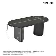 Black Oval MDF Coffee Table, 99*50*40 Cm Living Room Table, Stable Coffee Table With Decorative Legs, Load Capacity Up To 40 Kg, Modern Coffee Table For Living Room And Lounge - Black - View 12