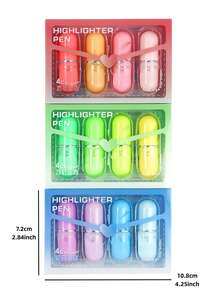 4pcs Creative Shaped Fluorescent Highlighter Pens, Macaron Color Series, Key Point Marking, Highly Attractive Office Gift, Back To School Season - Multicolor - View 5