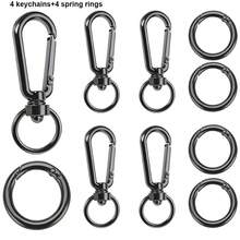 8pcs Alloy Rotating Keychain Hooks And Spring Rings Set, Suitable For Hanging Keys, Keychains, DIY Crafts, Bag Charms, Bag Making Accessories, Dog Leashes, Camera Straps, Flashlight Wallet Hooks, Holiday Gifts (4 Keychains + 4 Spring Rings) - 7G Flat Buckle + 24mm Spring Coil - View 7