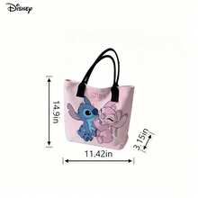 Miniso Disney Lilo & Stitch 手提肩背筆電包，Stitch & Angel 角色印花肩背包，適合日常使用 - 粉色 - 查看 6