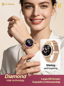 D8 Luxury Smart Watch With Rhinestone Bezel, 1.32-Inch HD Touch Screen, Wireless Bluetooth Call, Answer And Dial, IP68 Waterproof, 100+ Fitness Sports Modes, Heart Rate, Blood Oxygen, Sleep Monitoring, Calorie Counting, Compatible With Android And IOS - View 3