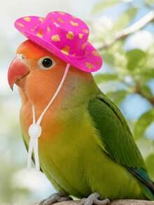 Mini Cowboy Hat With A Bow Tie (Bow Tie Style Sent At Random)-Suitable For Parrots And Small Animals. Features An Adjustable Strap; Ideal For Birds And Small Rodents. Perfect For Daily Photos And Costume Parties; For Year-Round Wear (Not Washable). - Black - View 7