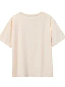 Plus Size Women's Winter Penguin Casual Graphic Tee Print Daily Tops Crew Neck Short Sleeves T-Shirts - Apricot - View 2