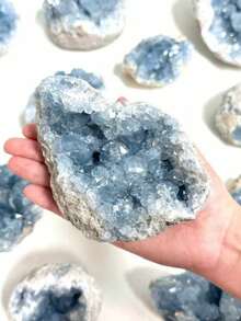 1pc AAA+ Celestine Cluster Crystal, Celestine Geode Mineral Specimen, Home Decor Crystal, Jewelry Pattern, Jewelry Making, Mother's Day, Thanksgiving - Baby Blue - View 4