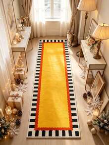 1pc Yellow Striped Rug, Hallway Runner, Area Rug, Home Decor, Living Room Area Rug, Living Room Home Decor, Room Decor, Washable Rug, Christmas Gift - Multicolor - View 2
