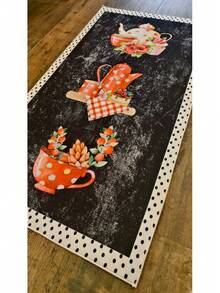 Non-Slip, Washable, Digitally Printed Rug, Runner, Kitchen Rug - Black - View 3