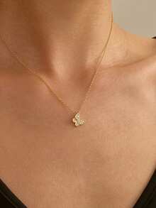 1pc Exquisite Women's Jewelry 925 Sterling Silver Full Rhinestone Butterfly Necklace New INS Niche Clavicle Chain High-End Luxury Pendant Accessory Suitable For Daily Wear - #1 - View 3