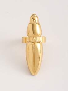 1件復古時尚創意金色昆蟲戒指，女士甲蟲開口戒，適合日常穿戴、派對、約會、假期、音樂節、度假，送給朋友、家人、情侶、女性的紀念禮物，珠寶飾品 - 金色 - 查看 4