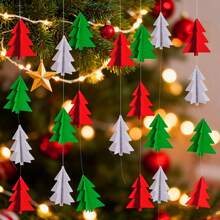 3D Paper Christmas Tree Hanging Ornament, Minimalist Paper Tree Hanging String, Cute Aesthetic Christmas Window Decor, Dorm Wall Hanging Decoration, Holiday Photo Prop - Multicolor - View 11