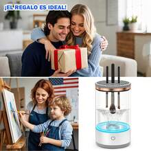 Electric Makeup Brush Cleaner With Transparent Container, One-Button Operation, Two Modes (Fully Automatic And Semi-Automatic), Deep And Fast Cleaning, Suitable For Small, Medium, And Large Makeup Brushes. - White - View 5