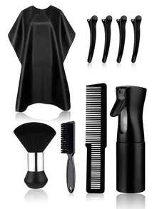 2/4/5/8/9pcs/Set Hairdressing Tool Combo Set, Including Hair Clips, Combs, Neck Brush, Hair Spray Bottle, Haircutting Cape, Unisex Hairstyling Tools - Multicolor - View 1