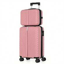 2pcs/Set Koper Kabin 20" dengan Tas Kosmetik 14", Koper Beroda Hard Shell dengan Kunci dan Roda Putar, Rose Gold, Biru, Hitam, Merah Muda - Berwarna merah muda - View 4