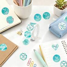 500pcs/Roll Thank You Stickers Green Thank You Order Labels Sealing Stickers Handmade/Party Gift Box/Cake Sealing Stickers 1 Inch Self-Adhesive Label Paper Suitable For Convenience Store, Supermarket, Cake Shop, Bakery, Milk Tea Shop, Coffee Shop Thank You For Your Order Stickers - one-size - View 4