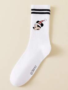 1/5 Pairs Disney Men's Mid-Calf Socks, Double Stripe Graphic, Simple Breathable Sports Socks, Fun Halloween Gift Socks - Multicolor - View 16