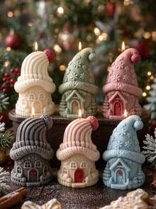 Christmas Knitted Hat House 3D Silicone Mold, Replicates Delicate Knitted Texture DIY Aromatherapy Candles, Plaster Ornaments, Resin Decor, Soft Silicone Material Easy To Demold - Christmas Cottage - View 4