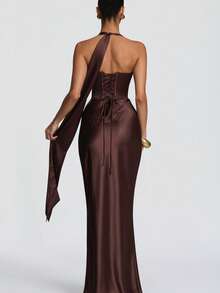 Women Long Dresses - Coffee - View 4