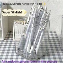 6/3/1pc Transparent Acrylic Pen Holder, Minimalist Highly Attractive Office Desktop Student Multi-Function Storage Box, Suitable For Storing Various Small Accessories, - Transparent - View 9