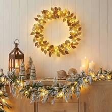 1pc Gold Leaf String Lights 20LED Fairy Lights, Battery Powered (Battery Not Included) Artificial Plant Vine Lights, Elegant Home Decor, Suitable For Christmas, Thanksgiving, Wedding, Artificial Plant Table Decoration - Gold Leaf - View 2