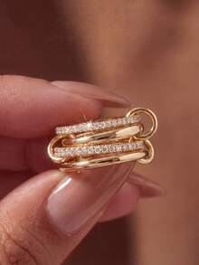1 buah Anting Tiga Lapis Halus, Cocok untuk Wanita, Anting Kristal Elegan, Perhiasan Indah - MultiWarna - View 34