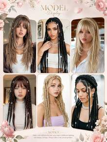 24 Inch Braided Hair Extension, Synthetic Heat-Resistant Fiber Hair Piece With Silver Metal Buckle, Suitable For Women's Daily Wear, Holiday Party Hairstyle Styling - Multicolor - View 6