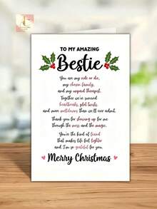 Heartfelt Christmas Greeting Card For Bestie, Holly Berry Xmas Card, Sweet Long Message Holiday Card, Sentimental Gift Card For Close Girl Friend - One Size Fits All - View 6