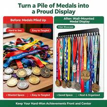 1Set/20pcs Wall-Mounted Medal Display Hooks, Metal Marathon, Football, Basketball, Volleyball, Equestrian, Swimming, Pickleball, Football Medal Storage Rack, Wall Hanging Sports Award Display Rack - Multicolor - View 5